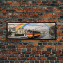 Rainbow Streetcar Canvas Print, Street Wall Decor, Urban Art, Large Canvas Print, Framed Art, Wall Decor, Panoramic, Wall Art, Canvas Print