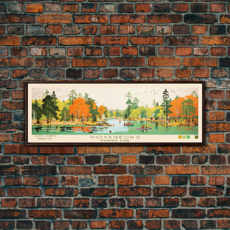 Voyageurs National Park Panoramic Minnesota Travel Art, National Park Print, Minimalist Travel Art, Midcentury Modern Style Landscape