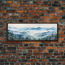 Blue Ridge Mountains National Park Panoramic Watercolor Painting Framed Canvas Print Large Wall Art