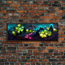 Luminescent trail in the forest, fantasy art, RPG concept art, tiny worlds, glowing mushrooms , Ready To Hang Canvas Print, Panoramic Art,