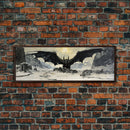 Panoramic Of a Dragon, Framed Canvas Print, Fantasy Decor, Fantasy Dragon Painting