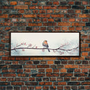 Panoramic Print Of a Bluebird On A Tree Branch, Framed Canvas Print, Winter Centerpiece, Autumn Decor, Fall Decor, Cute Wall Art