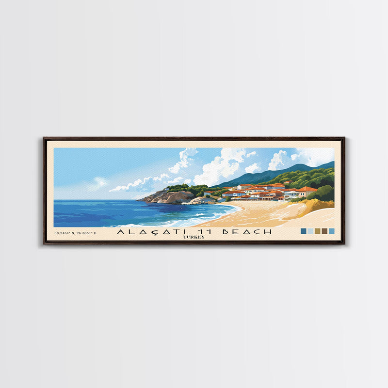 AlaÃ§atÄ± 11 Beach, Turkey Panoramic Beach Print, Vacation Gift, Turkey Wall Art, Beach Painting, Beach Decor, Beach Painting