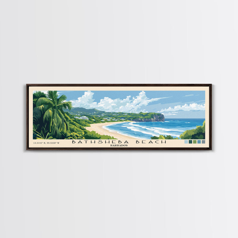 Bathsheba Beach, Barbados Panoramic Print, Vacation Gift, Barbados Wall Art, Beach Painting, Beach Decor, Beach Or Lakehouse Art