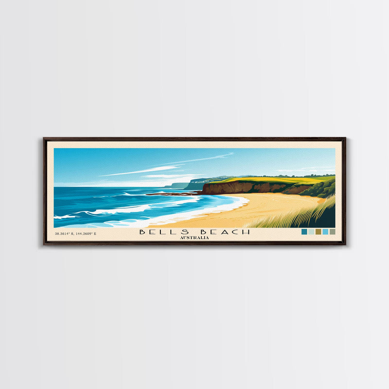 Bells Beach, Australia Panoramic Beach Print, Vacation Gift, Australia Wall Art, Beach Painting, Beach Decor, Beach Painting