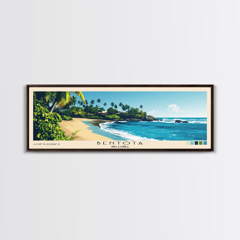 Bentota, Sri Lanka Panoramic Beach Print, Vacation Gift, Sri Lanka Wall Art, Framed Canvas Print, Framed Beach Painting