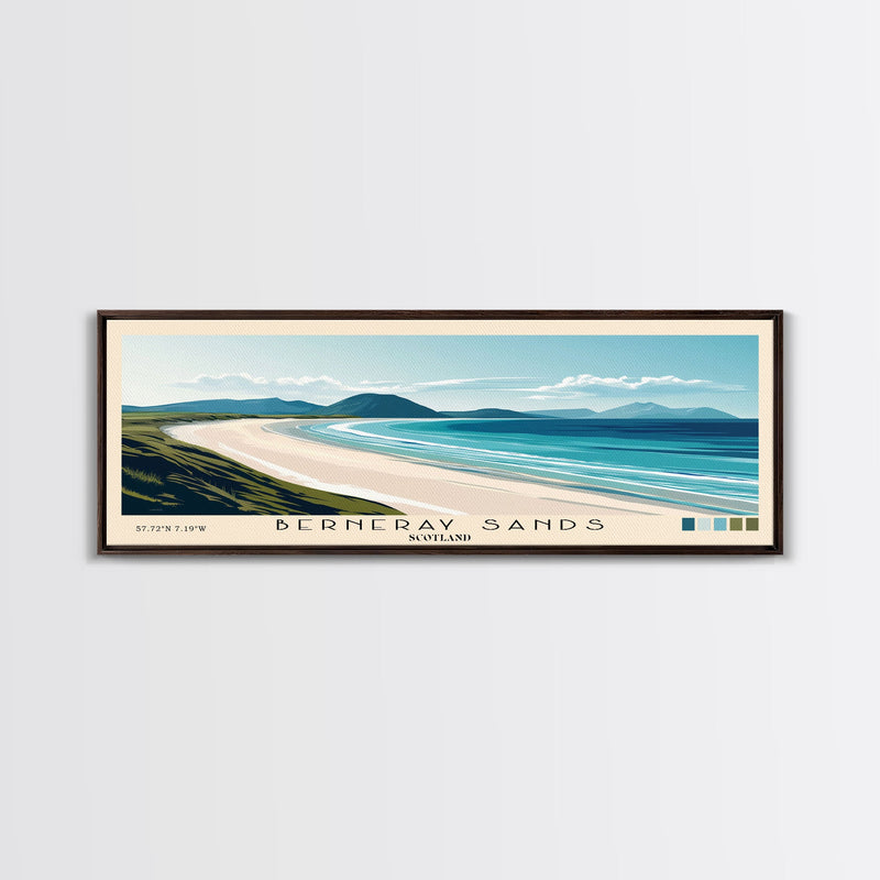 Berneray Sands, Scotland Panoramic Print, Vacation Gift, Scotland Wall Art, Beach Painting, Beach Decor, Large Wall Art, Wood Frame Art