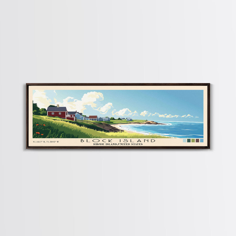 Block Island, Rhode Island,United States Panoramic Print, Vacation Gift, Rhode Island,United States Wall Art, Beach Painting, Beach Decor, Beach Or Lakehouse Art