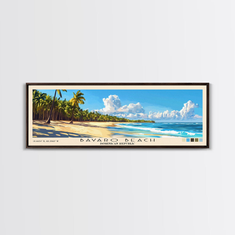 BÃ¡varo Beach, Dominican Republic Panoramic Beach Print, Vacation Gift, Dominican Republic Wall Art, Beach Painting, Beach Decor, Beach Painting