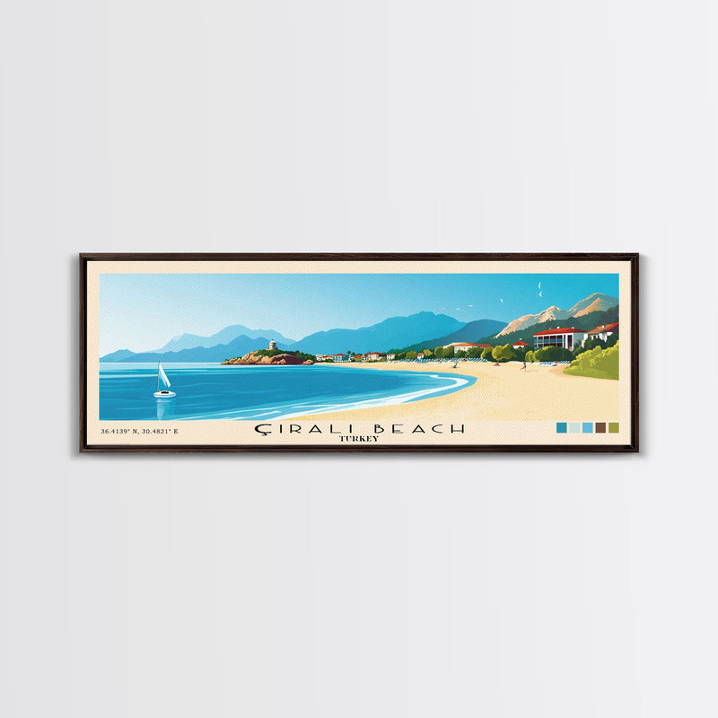 Ã‡Ä±ralÄ± Beach, Turkey Panoramic Print, Vacation Gift, Turkey Wall Art, Beach Painting, Beach Decor, Beach Or Lakehouse Art