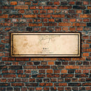 Vintage Panoramic Bali Indonesia City Map Wall Art Canvas Print, Distressed Style Map, Framed Wall Art, Cool Travel Wall Art, Office Art