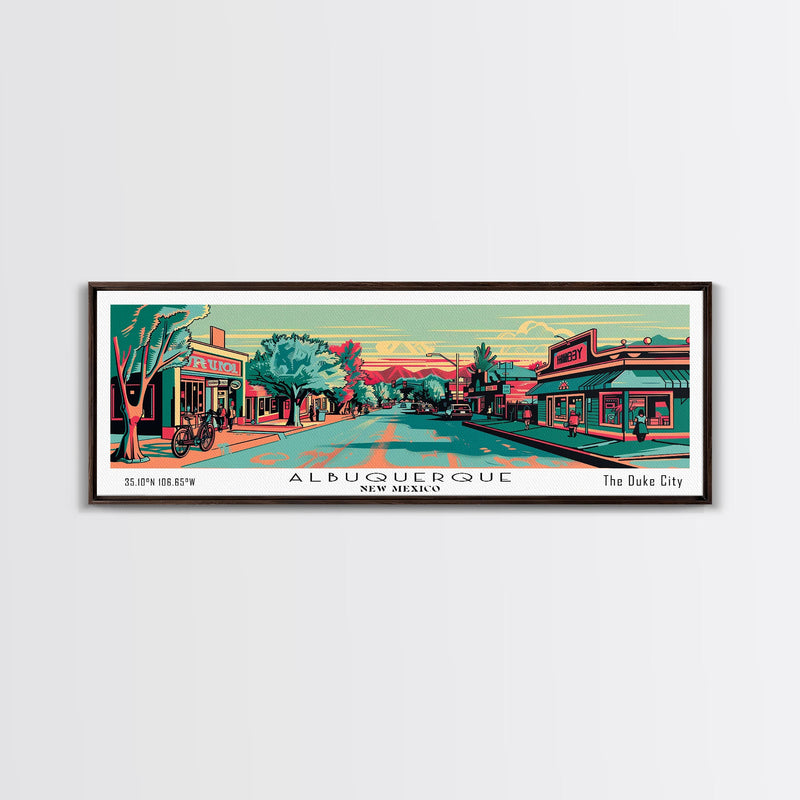 Albuquerque New Mexico Panoramic Travel Poster Canvas Print