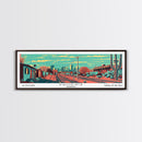Phoenix Arizona Panoramic Wall Art Framed Canvas Print, Travel Poster, Mid Century Modern Art, Pop Art Style, Home Decor, Living Room Art