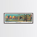 Raleigh North Carolina Panoramic Wall Art Framed Canvas Print, Travel Poster, Mid Century Modern Art, Pop Art Style, Wall Decor, Home Decor