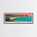 Virginia Beach Virginia Panoramic Travel Poster Framed Canvas Print, Mid Century Modern Art, Pop Art Style, Wall Art, Home Decor, Retro Style Art