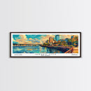 Jersey City New Jersey Panoramic Framed Canvas Print, Retro Style Wall Art, Mid Century Modern Home Decor, Pop Art Travel Poster