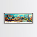 Richmond Virginia Panoramic Wall Art, Pop Art Framed Canvas Print, Mid Century Modern Home Decor, Retro Style Travel Poster