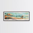Virginia Beach Virginia Panoramic Wall Art, Mid Century Modern Framed Canvas Print, Retro Pop Art Travel Poster, Living Room and Office Decor