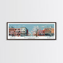Allentown Pennsylvania Panoramic Painting, Mid Century Modern Framed Canvas Print, Retro Pop Art Travel Poster, Office Art, City Print