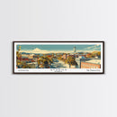 Athens Georgia Panoramic Painting, Mid Century Modern Framed Canvas Print, Retro Pop Art Travel Poster, Living Room Wall Art Decor, City Print