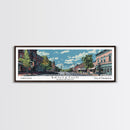 Brockton Massachusetts Panoramic Painting, Mid Century Modern Framed Canvas Print, Retro Pop Art Travel Poster, Home Decor, City Art