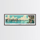 Clearwater Florida Panoramic Painting, Mid Century Modern Framed Canvas Print, Retro Pop Art Travel Poster, Home Decor, City Art