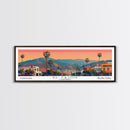 El Cajon California Panoramic Wall Art, Mid Century Modern Framed Canvas Print, Retro Pop Art Travel Poster, City Home Decor, Office Art