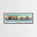 Hampton Virginia Panoramic Painting, Mid Century Modern Framed Canvas Print, Retro Pop Art Travel Poster, Office Wall Decor