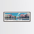 League City Texas Panoramic Painting, Mid Century Modern Framed Canvas Print, Retro Pop Art Travel Poster, Home Decor