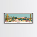 Mesa Arizona Panoramic Painting, Mid Century Modern Framed Canvas Print, Retro Pop Art Travel Poster, Office Wall Art