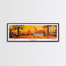 Orange California Panoramic Painting, Mid Century Modern Framed Canvas Print, Retro Pop Art Travel Poster, City Art, Office Wall Decor, Living Room Art