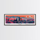 Reno Nevada Panoramic Painting, Mid Century Modern Framed Canvas Print, Retro Pop Art Travel Poster, City Art, Office Wall Decor, Living Room Art