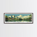 Sandy Springs Georgia Panoramic Painting, Mid Century Modern Framed Canvas Print, Retro Pop Art Travel Poster, City Art, Office Wall Decor, Living Room Art