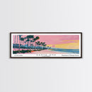Santa Ana California Panoramic Painting, Mid Century Modern Framed Canvas Print, Retro Pop Art Travel Poster, City Art, Office Wall Decor, Living Room Art
