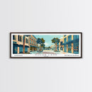 Sugarland Texas Panoramic Painting, Mid Century Modern Framed Canvas Print, Retro Pop Art Travel Poster, Living Room Wall Art Decor
