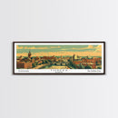 Topeka Kansas Panoramic Painting, Mid Century Modern Framed Canvas Print, Retro Pop Art Travel Poster, Home and Office Wall Art Decor