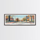 Waterbury Connecticut Panoramic Art, Mid Century Modern Framed Canvas Print, Retro Pop Art Travel Poster, City Print, Living Room Wall Decor