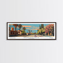 Bakersfield California Panoramic Painting, Framed Canvas Print, Mid Century Modern Wall Art, Retro Pop Art Travel Poster, Living Room Decor, City Art
