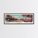 Lubbock Texas Panoramic Painting, Mid Century Modern Framed Canvas Print, Retro Pop Art Travel Poster, Living Room Decor, Gift Idea