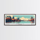 Nashville Tennessee Panoramic Painting, Mid Century Modern Framed Canvas Print, Retro Pop Art Travel Poster, Living Room Decor, City Art
