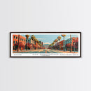 San Bernardino California Panoramic Painting, Mid Century Modern Framed Canvas Print, Retro Pop Art Travel Poster, Cityscape, Home Decor, Office Wall Art