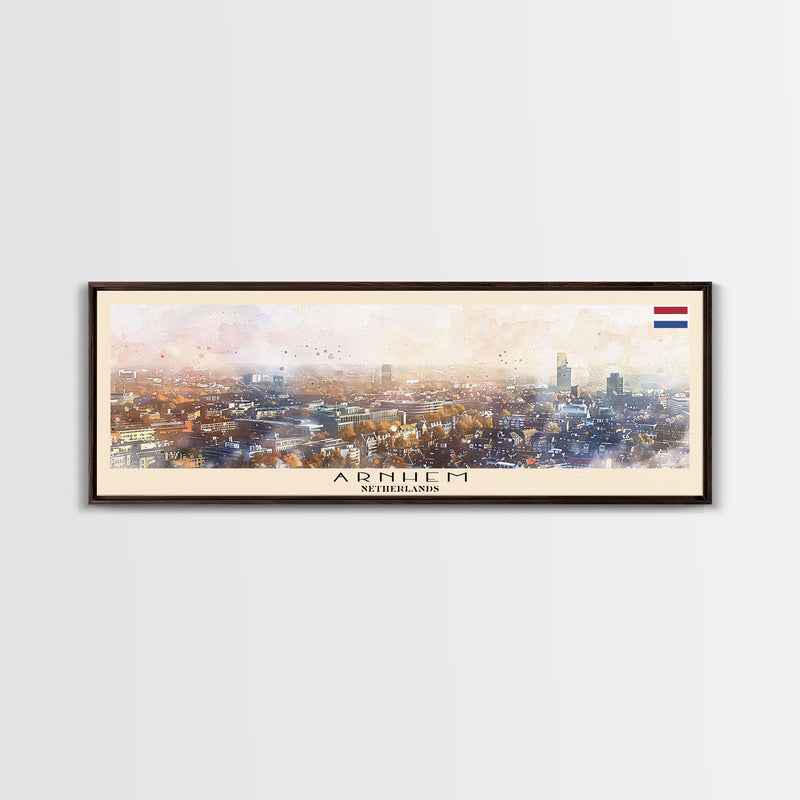 Arnhem Netherlands Wall Art, Panoramic Travel Poster, Panoramic Framed Canvas Print, City Wall Art, Wall Hanging Home Decor, Travel Art