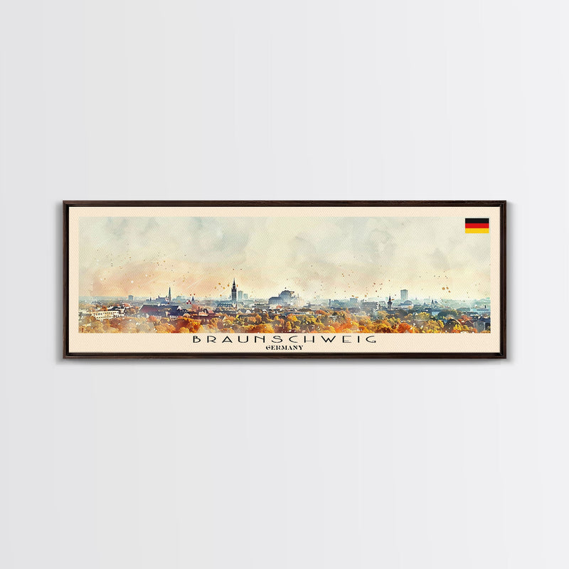 Braunschweig Germany Travel Art, City Art, Framed Canvas Print or Metal Wall Art, Europe Travel Poster, Panoramic Wall Art, Extra Wide Wall Art