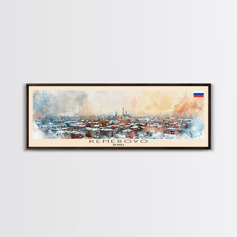 Kemerovo Russia Travel Print Wall Art, Panoramic City Art, Travel Art, Wall Decor, Vacation Gift, Framed Canvas Print Or Metal Art