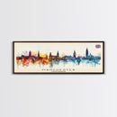 Manchester United Kingdom Panoramic Travel Poster, Framed Canvas Print or Metal Wall Art, Travel Art, Home Decor, Panoramic Painting, Midcentury Art