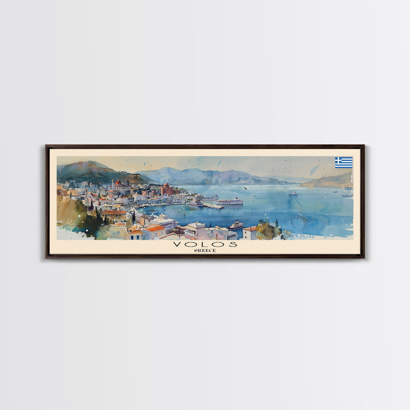 Volos Greece Travel Print Wall Art, Panoramic City Art, Travel Art, Wall Decor, Vacation Gift, Framed Canvas Print Or Metal Art