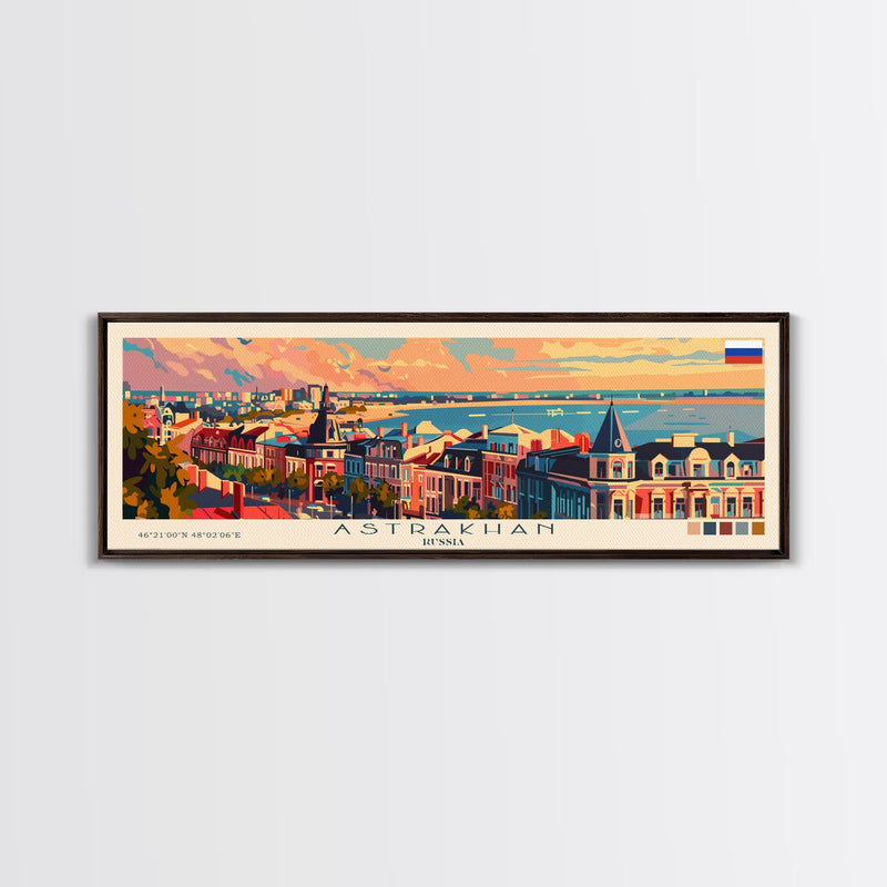 Astrakhan Russia Travel Print Wall Art, Panoramic City Art, Travel Art, Wall Decor, Vacation Gift, Framed Canvas Print Or Metal Art