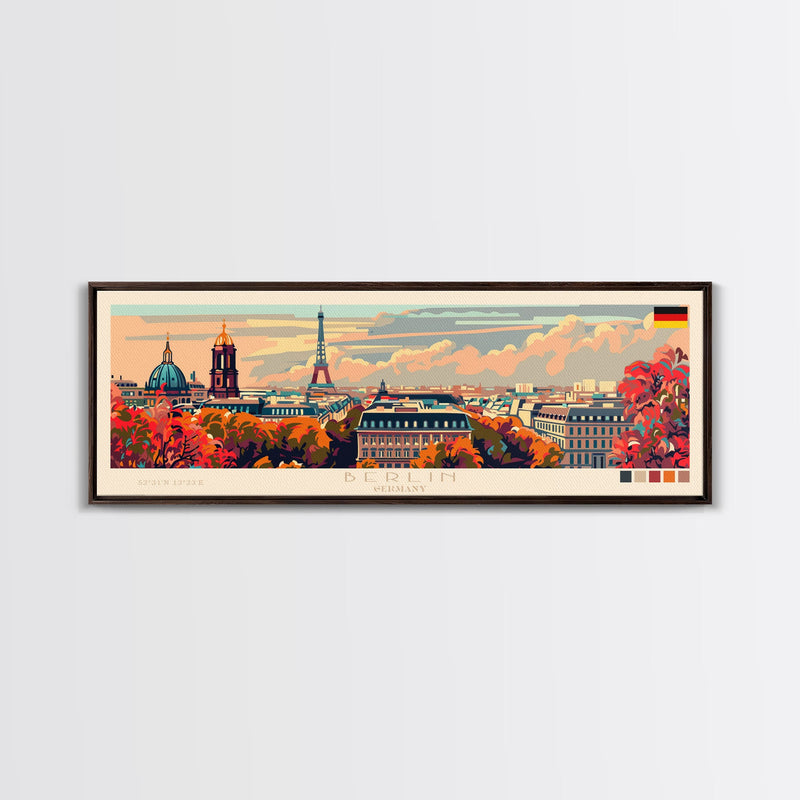 Berlin Germany Travel Print Wall Art, Panoramic City Art, Travel Art, Wall Decor, Vacation Gift, Framed Canvas Print Or Metal Art