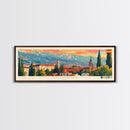 Granada Spain Panoramic Travel Poster, Framed Canvas Print or Metal Wall Art, Travel Art, Home Decor, Panoramic Painting, Midcentury Art