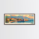 Heraklion Greece Panoramic Travel Poster, Framed Canvas Print or Metal Wall Art, Travel Art, Home Decor, Panoramic Painting, Midcentury Art